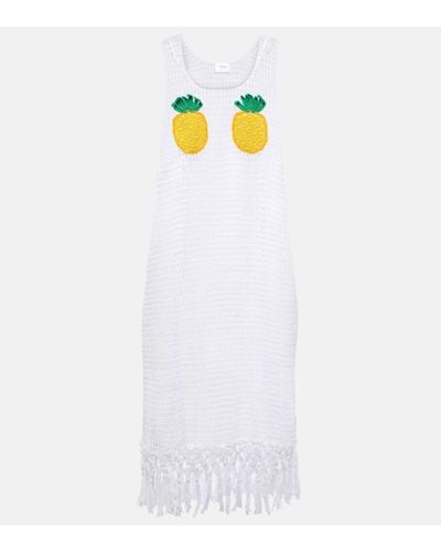 Anna Kosturova Robe Pineapple Mesh en crochet de coton - Blanc