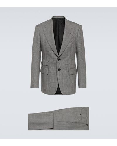 Tom Ford Shelton Checked Wool Suit - Grey