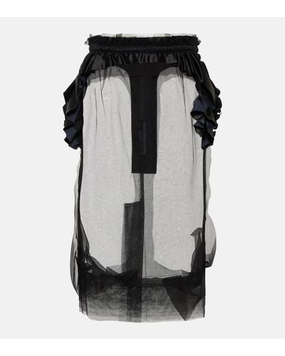 Maison Margiela Ruffle-trimmed Tulle Midi Skirt - Black