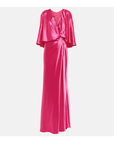 Monique Lhuillier Draped Satin Gown - Pink