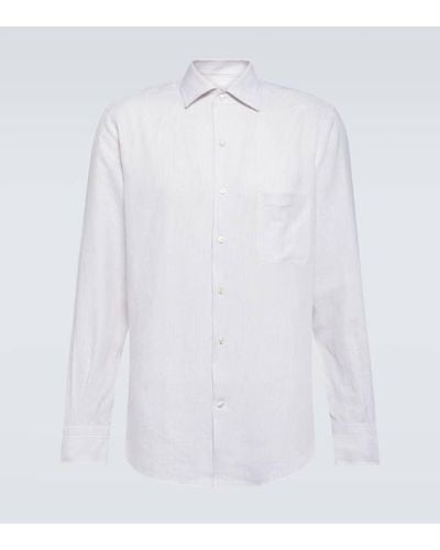 Loro Piana Andre Striped Linen Shirt - White