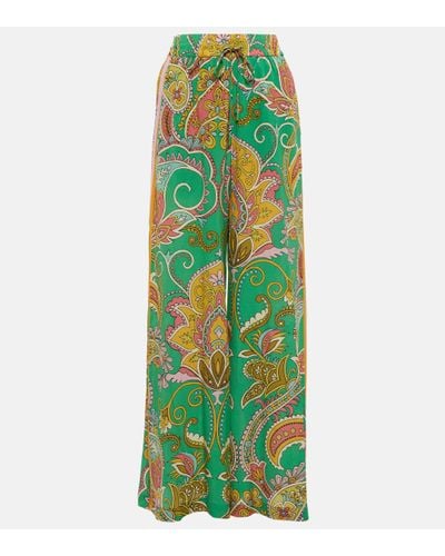 ALÉMAIS Marion Printed Silk Trousers - Green