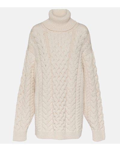 Isabel Marant Jade Cable-knit Turtleneck Jumper - White