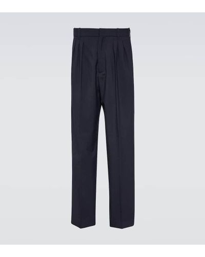 KENZO Virgin Wool Straight Pants - Blue