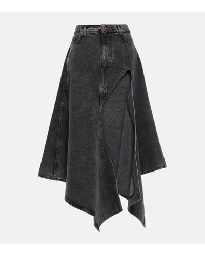 Y. Project Evergreen Denim Midi Skirt - Black