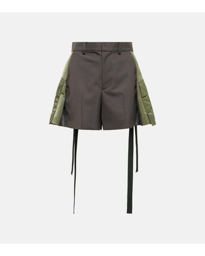 Sacai Short en laine melangee - Gris