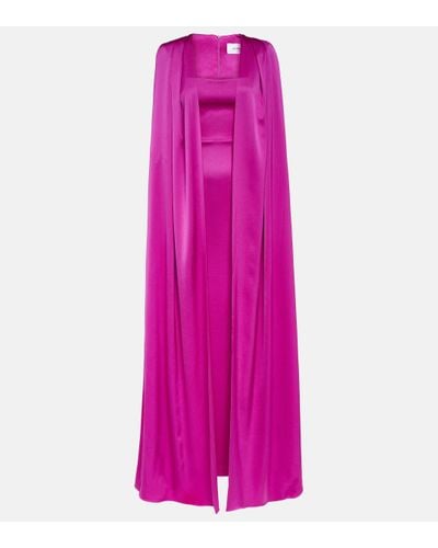 Alex Perry Caped Satin Gown - Pink