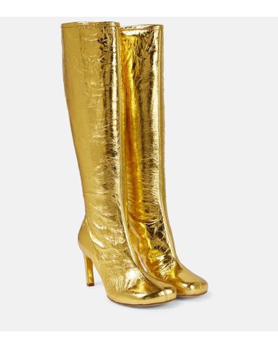 Dries Van Noten Metallic Leather Knee-high Boots - Yellow