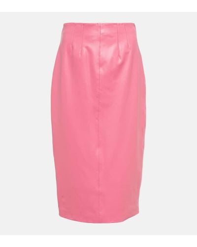 Veronica Beard Faux Leather Midi Skirt - Pink