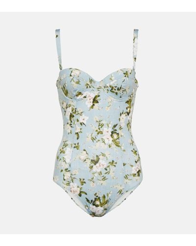 Erdem Amilia Floral Swimsuit - Green