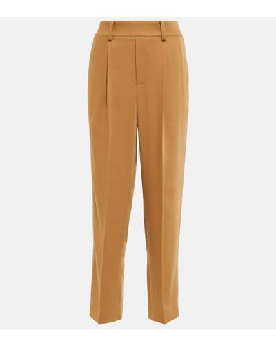 Vince Mid-rise Pleated Straight Pants - Natural