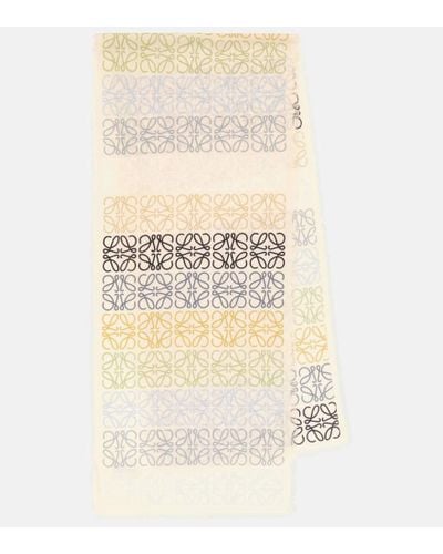 Loewe Anagram Wool, Silk And Cashmere Scarf - Natural