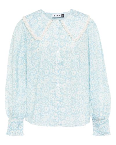 RIXO London Camicia Misha in cotone con stampa - Blu