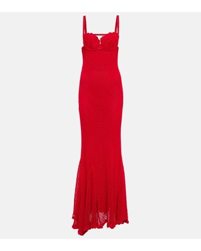 Blumarine Crochet Maxi Dress - Red