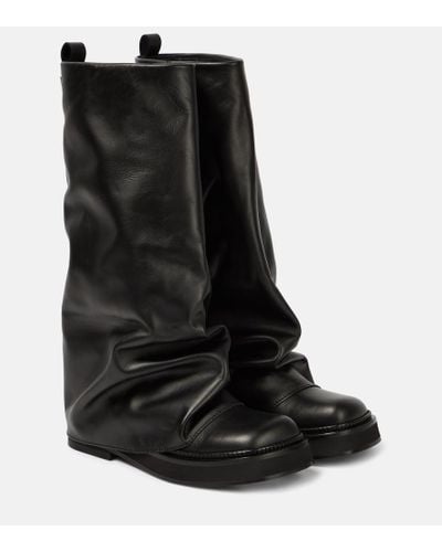 The Attico Robin Leather Combat Boots - Black