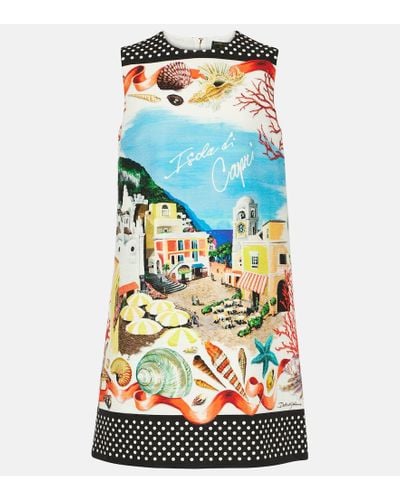 Dolce & Gabbana Vestido corto Capri de algodon estampado - Azul