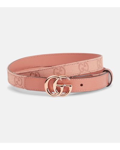 Gucci Gg Marmont Gürtel Aus Canvas Mit Jacquard-muster Und Leder - Pink