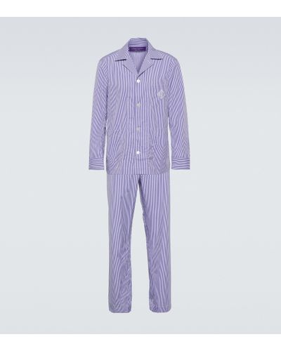 Ralph Lauren Purple Label Pyjama aus Baumwollpopeline - Blau