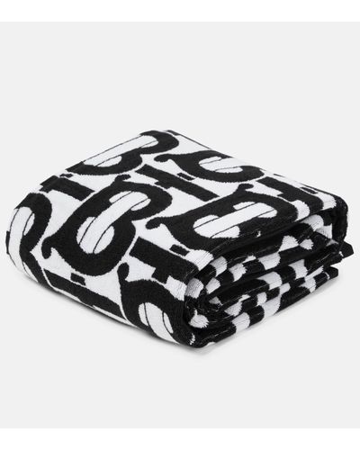 Burberry Monogram Cotton Jacquard Towel - Black