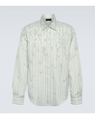 Amiri Floral-applique Striped Shirt - White