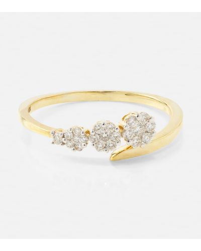 STONE AND STRAND Burst Galaxy 10kt Yellow Gold Ring With Diamonds - White
