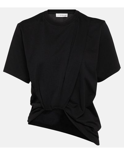 Victoria Beckham Twist Front Cotton Jersey T-shirt - Black