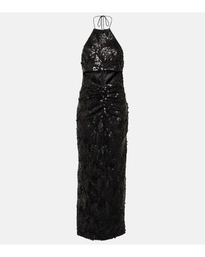 ROTATE BIRGER CHRISTENSEN Sequined Halterneck Midi Dress - Black