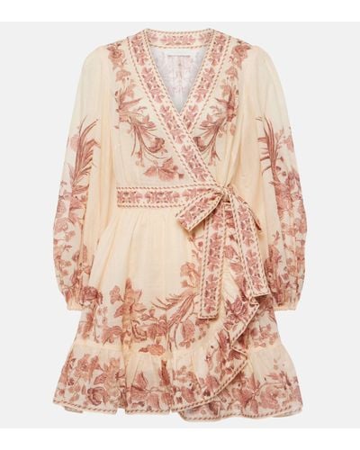 Zimmermann Printed Cotton Wrap Dress - Pink