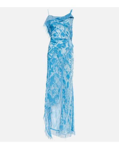 Acne Studios Asymmetric Velvet Maxi Dress - Blue