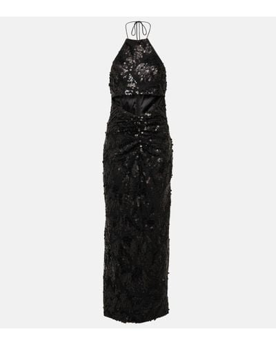 ROTATE BIRGER CHRISTENSEN Sequin Halterneck Midi Dress - Women's - Polyester/elastane - Black