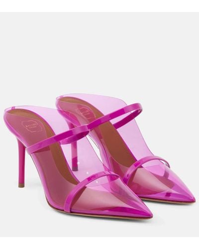 Malone Souliers Maureen 85 Leather And Pvc Mules - Purple