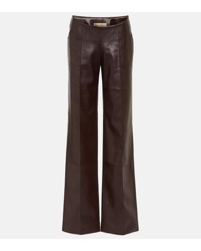 AYA MUSE Faux Leather Wide-leg Pants - Brown