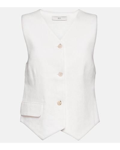 Sir. The Label Gilet Clemence in misto lino - Bianco