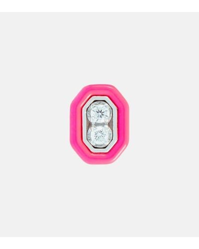 Eera Einzelner Ohrring Roma aus 18kt Gold und Sterlingsilber mit Diamanten - Pink