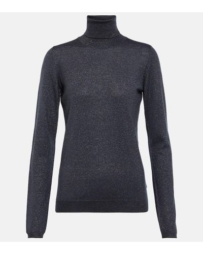 Brunello Cucinelli Cashmere-blend Turtleneck Sweater - Blue