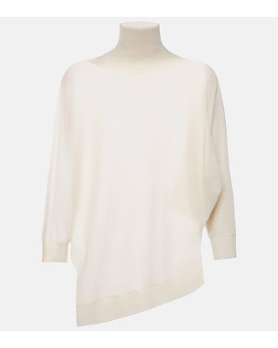 Co. Asymmetric Knitted Cashmere Top - White