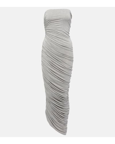 Norma Kamali Diana Ruched Jersey Maxi Dress - Grey