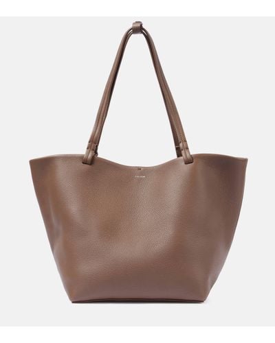 The Row Park Medium Leather Tote Bag - Brown