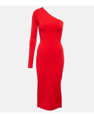 Victoria Beckham Vb One-shoulder Knit Midi Dress - Red