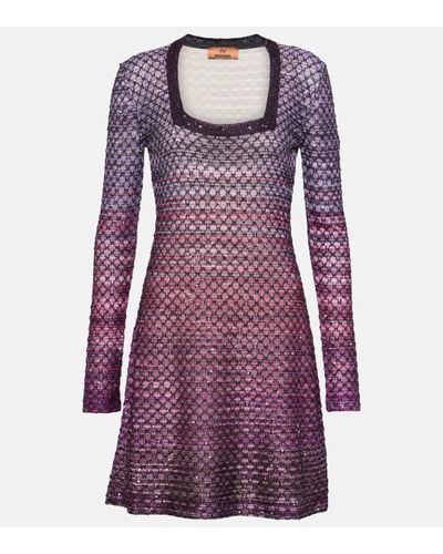 Missoni Sequin-embellished Gradient-effect Minidress - Purple