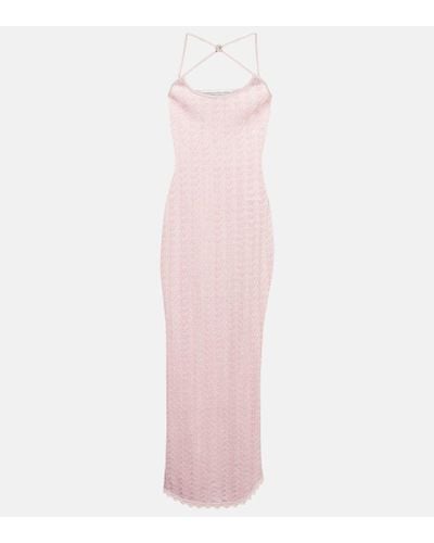 Alessandra Rich Verziertes Minikleid aus Spitze - Pink
