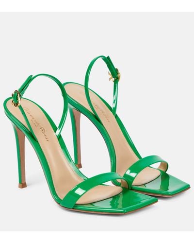 Gianvito Rossi Ribbon 105 Patent Leather Sandals - Green