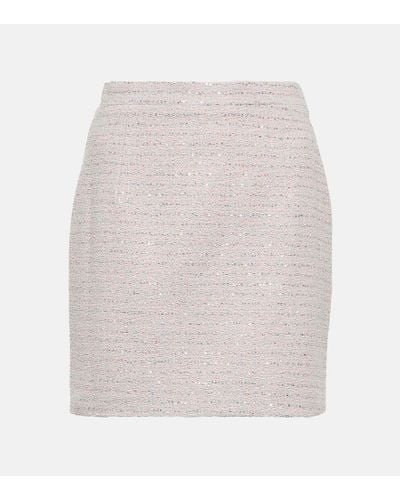 Alessandra Rich Embellished Tweed Miniskirt - White