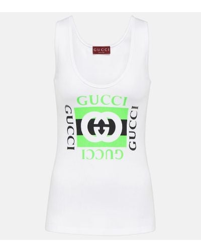 Gucci Logo Cotton Tank Top - White