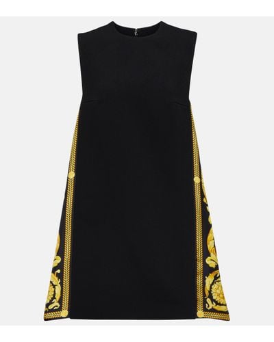Versace Mini-robe En Crêpe Et Serge Satinée Imprimée Icons - Noir