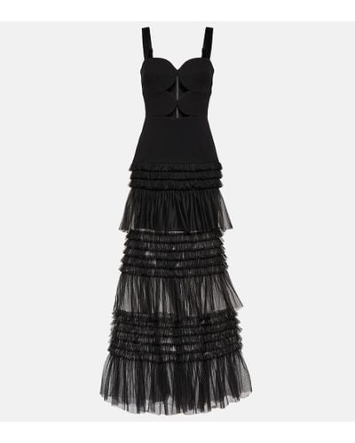 Rebecca Vallance Amelia Tulle-trimmed Gown - Black