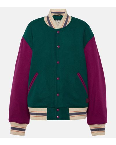 Acne Studios Wool-blend Varsity Jacket - Green