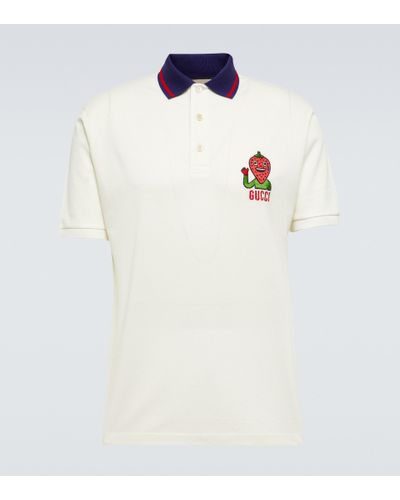 Gucci Embroidered Cotton-blend Polo Shirt - White