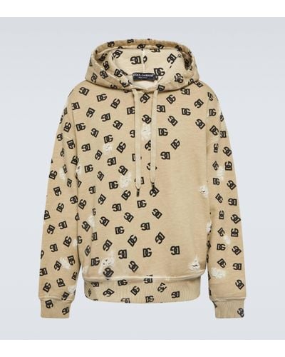 Dolce & Gabbana Sweat-shirt a capuche DG imprime en coton - Neutre