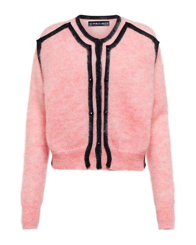 Y. Project Embellished Mohair-blend Cardigan - Pink